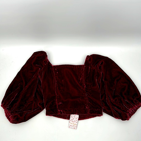 Free People top size Large velvet NWT Queen Pomegranite shirt - Picture 1 of 9
